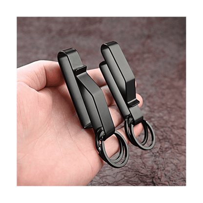 3PCS Heavy Duty Belt Key Holder with 6Pcs Metal Rings, Stainless Steel Black Men Keychain Clip