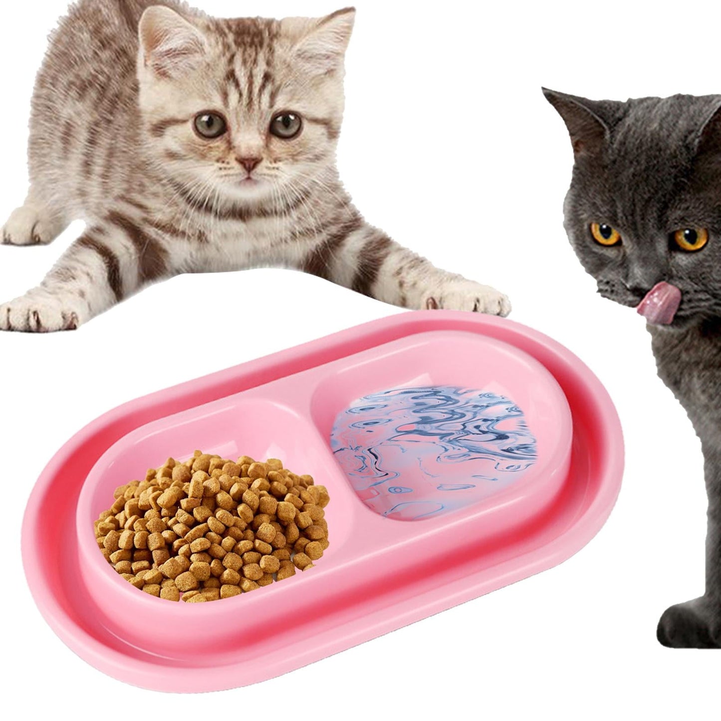 Cat Bowls for Food and Water Easy to Clean Ants Away Outside Pet Double Bowl Large Blue Large Pink