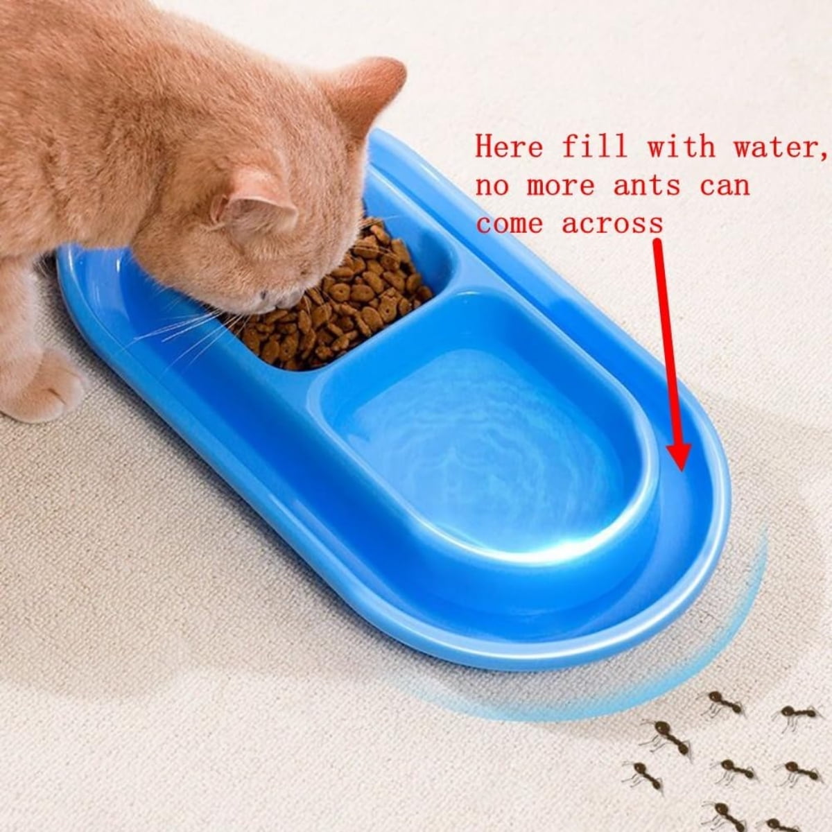 Cat Bowls for Food and Water Easy to Clean Ants Away Outside Pet Double Bowl Large Blue Large Pink
