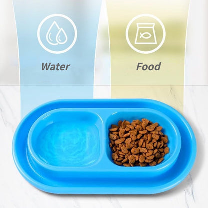 Cat Bowls for Food and Water Easy to Clean Ants Away Outside Pet Double Bowl Large Blue Large Pink