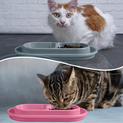 Cat Bowls for Food and Water Easy to Clean Ants Away Outside Pet Double Bowl Large Blue Large Pink