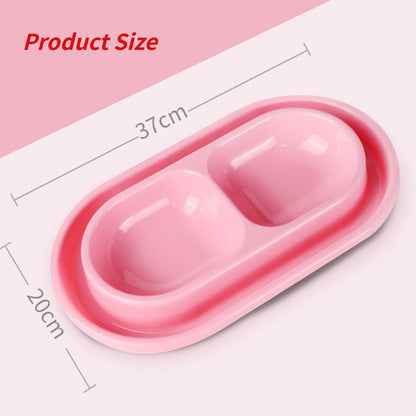 Cat Bowls for Food and Water Easy to Clean Ants Away Outside Pet Double Bowl Large Blue Large Pink