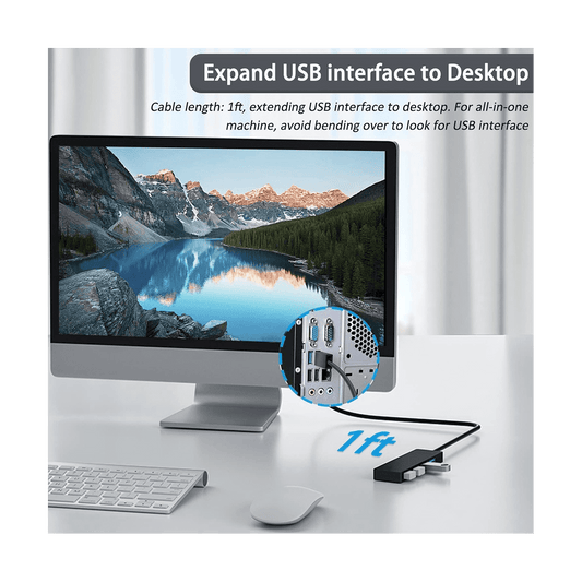 Ckepdyeh 4-Port USB 3.0 Splitter Hub, Plastic Black