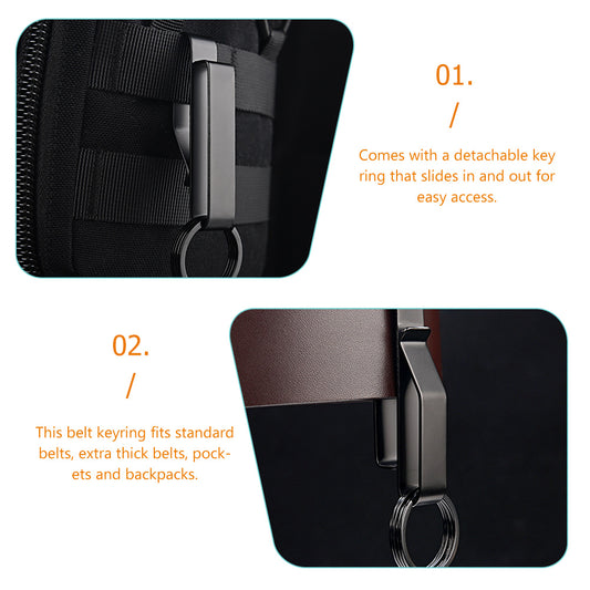 Key Holder For Belt Steel Belt Keychain Clip Quick Release Belt Loop Key Ring 8.40X2.70X2.70cm/ 3.30X1.06X1.06in Black