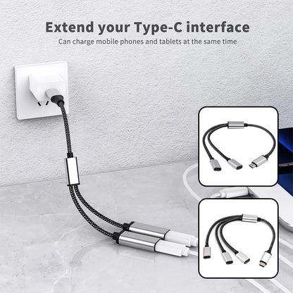 USB C Splitter, USB C to USB C Female Adapter, 2/3 Ports 1 to 2