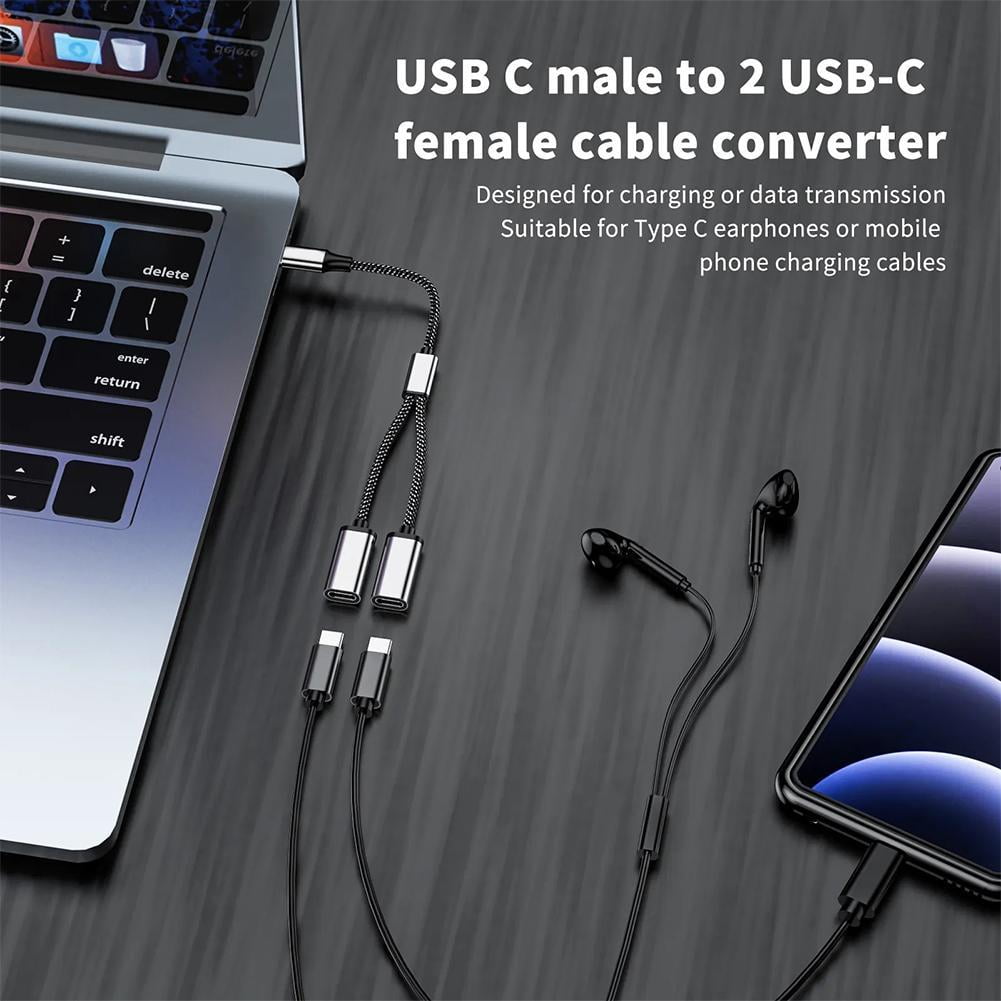 USB C Splitter, USB C to USB C Female Adapter, 2/3 Ports 1 to 2