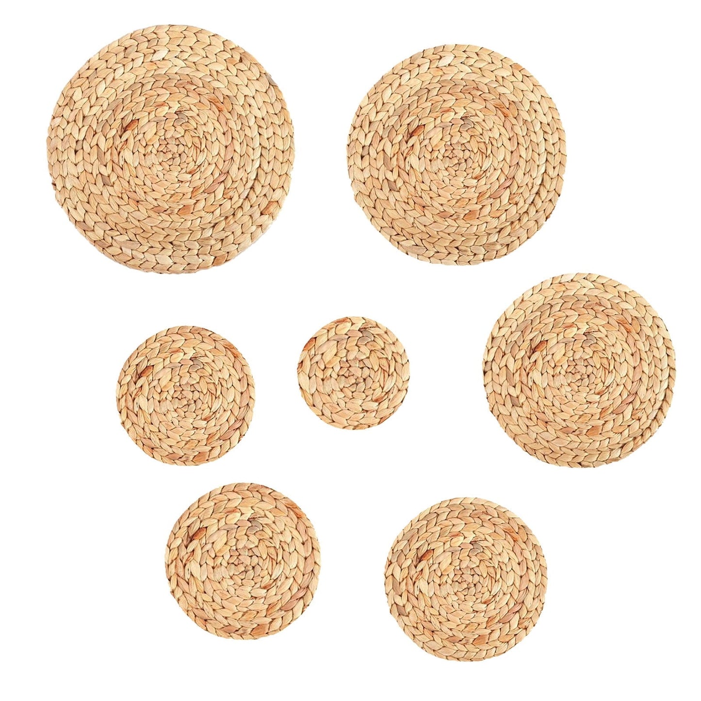 Clearance! JWDX Woven Placemat, Desktop Ornament Promotion, Household Pure Hand Woven Water Hyacinth Grass Mat Cup Bowl Pot Plate Anti Scalding Heat Insulation Table Decoration Mat B
