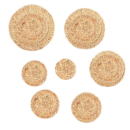 Clearance! JWDX Woven Placemat, Desktop Ornament Promotion, Household Pure Hand Woven Water Hyacinth Grass Mat Cup Bowl Pot Plate Anti Scalding Heat Insulation Table Decoration Mat B