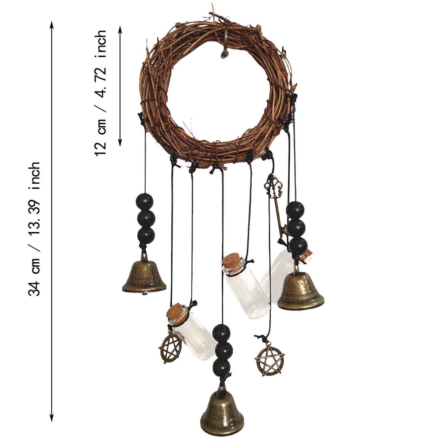 Clearance! JWDX Wind Chimes, Wind Chimes Promotion, Witch Protection Bell Witch Bell Protection Door Handle Pendant Rattan Wind Chime Witch Pray Crystal Wind Chime Family Room Decoration A