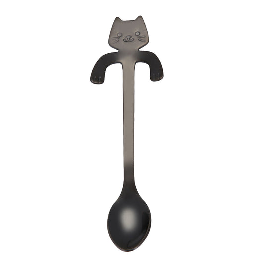 JWDX Tableware Clearance! Cat Spoon Short Handle Spoons Flatware Coffee Drinking Tools Kitchen Gadge, Stainless Steel Bowl Promotion Include 1X Spoon E