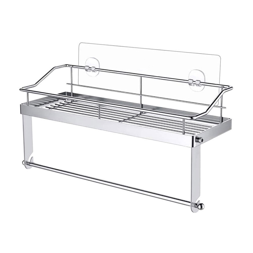 JWDX Rack Clearance! with Shelf Basket Holder Wall Towel for Kitchenbathroom Storage Paper Adhesive Bathroom Products, Brush Shelf Promotion Include Shelf, 2 Films Silver
