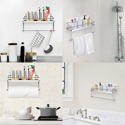 JWDX Rack Clearance! with Shelf Basket Holder Wall Towel for Kitchenbathroom Storage Paper Adhesive Bathroom Products, Brush Shelf Promotion Include Shelf, 2 Films Silver
