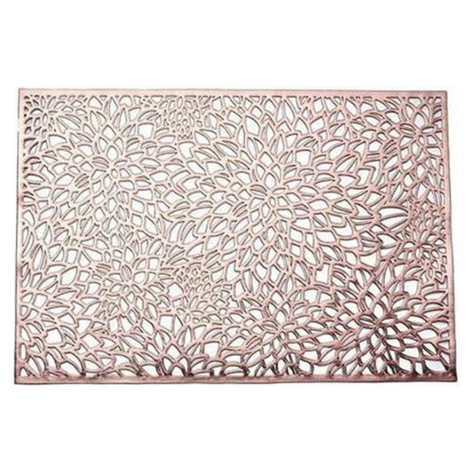 JWDX Placemat Clearance! Rectangular Flower Pvc Placemat Home Daily Table Decoration Pvc Hot Gold Placemat, Kitchen Mat Promotion Include 6*Placemat Rose Gold