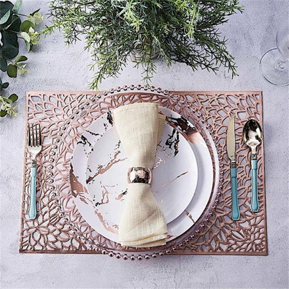 JWDX Placemat Clearance! Rectangular Flower Pvc Placemat Home Daily Table Decoration Pvc Hot Gold Placemat, Kitchen Mat Promotion Include 6*Placemat Rose Gold