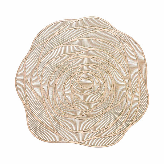 JWDX Placemat Clearance! Rose Vinyl Placemat Hollow Round Plastic Pvc Pressed Golden Dinning Table Mat Rose Table Mat American Light Luxury Gilding Cup Mat Decorative Table Mat, Include 1*Placemat GD1