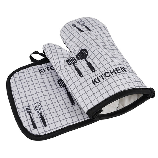 JWDX Oven Mitts Clearance! Oven Mitts and Pot Holders Sets, Heat Resistants Oven Mitts Soft Cotton Lining and Non-Slip Surface Safes for Baking, Cooking, Bbq, Include 1*Glove, 1*Insulation Pad B