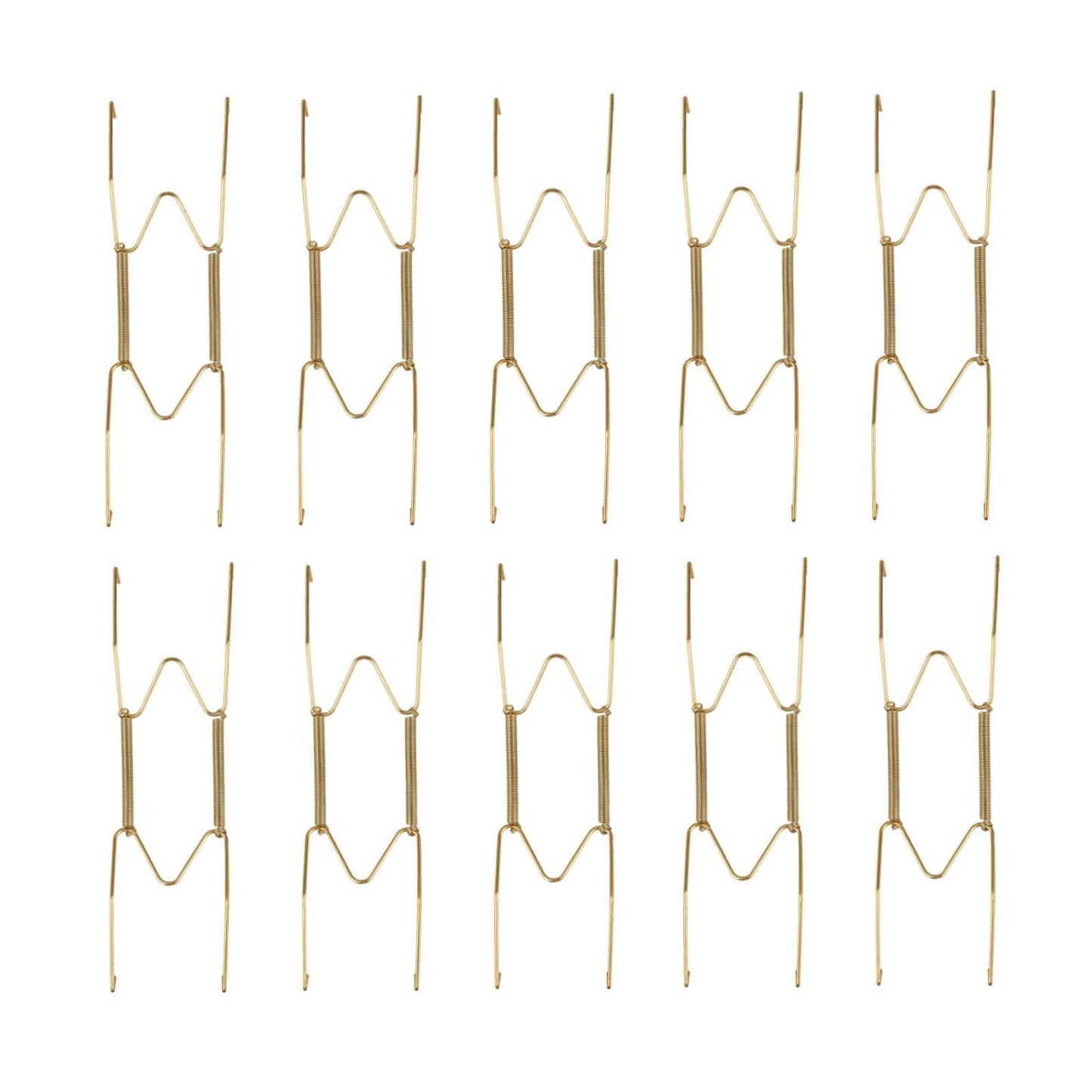 JWDX Hooks Clearance! Dish Display Plate Hangers 10 Pack Stainless Steel Decorative Wire Plate Hanger Holders in Spring Hook Holder Hanging Wire for Decorative Plates and Art Gold