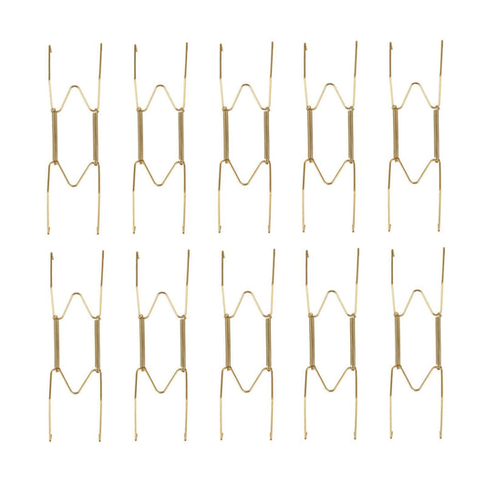 JWDX Hooks Clearance! Dish Display Plate Hangers 10 Pack Stainless Steel Decorative Wire Plate Hanger Holders in Spring Hook Holder Hanging Wire for Decorative Plates and Art Gold