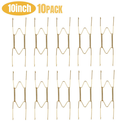 JWDX Hooks Clearance! Dish Display Plate Hangers 10 Pack Stainless Steel Decorative Wire Plate Hanger Holders in Spring Hook Holder Hanging Wire for Decorative Plates and Art Gold