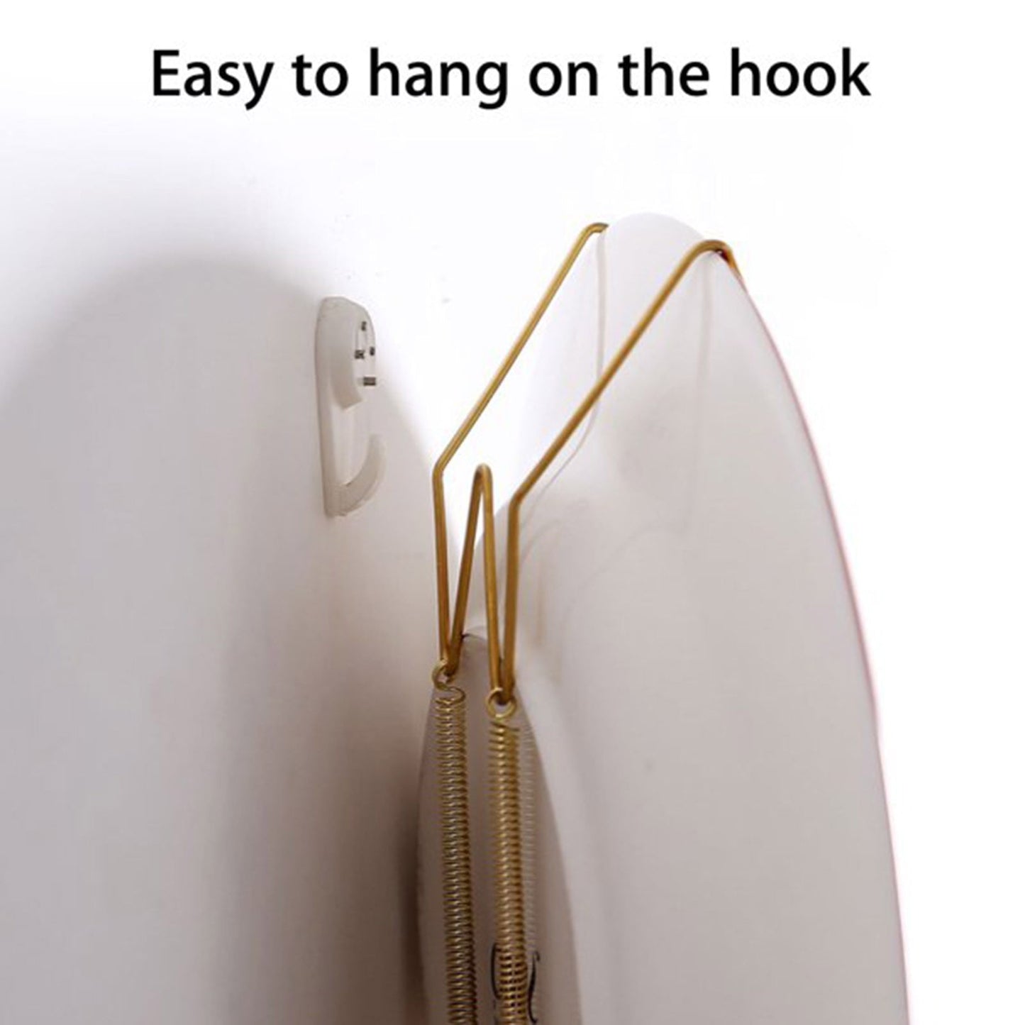 JWDX Hooks Clearance! Dish Display Plate Hangers 10 Pack Stainless Steel Decorative Wire Plate Hanger Holders in Spring Hook Holder Hanging Wire for Decorative Plates and Art Gold