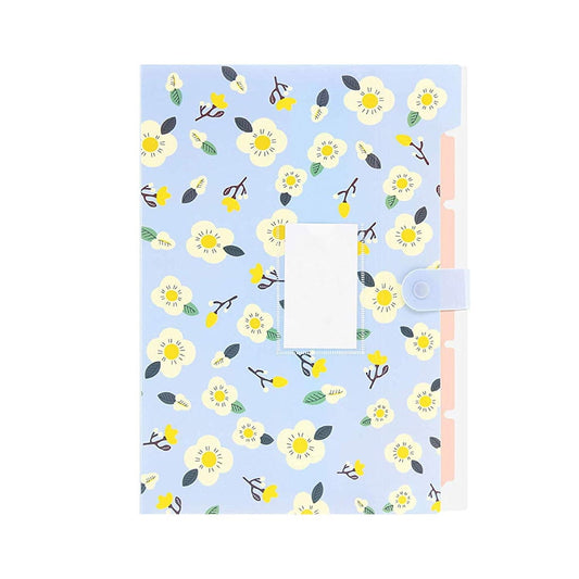JWDX Office and Craft and Stationery Clearance! Floral 5-Fold Folder Blue Floral, A4 Organizer Expandable 8-Pocket Document Sorteraccordion Plastic Office and Stationery, include 1X Pen Folder Multicolor