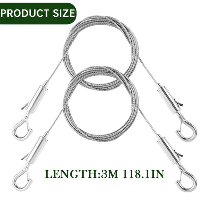 Hooks Clearance! JWDX Durable Stainless Steel Wire Rope 3M (2 Pack), Lanyard 2 Pack Adjustable Photo Frame Lanyard Stainless Steel Wire Rope for Easy Secure Hanging of Frames Lamps F