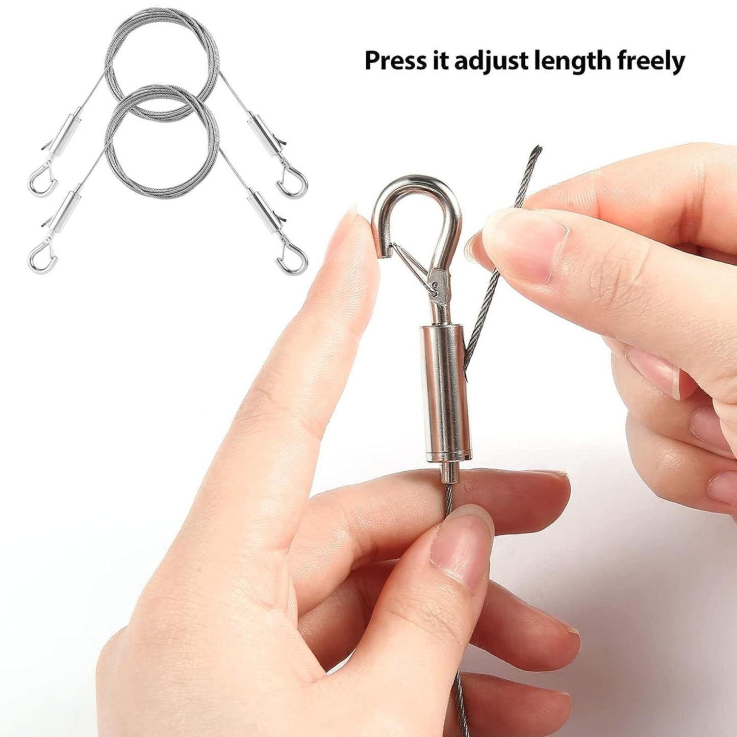 Hooks Clearance! JWDX Durable Stainless Steel Wire Rope 3M (2 Pack), Lanyard 2 Pack Adjustable Photo Frame Lanyard Stainless Steel Wire Rope for Easy Secure Hanging of Frames Lamps F