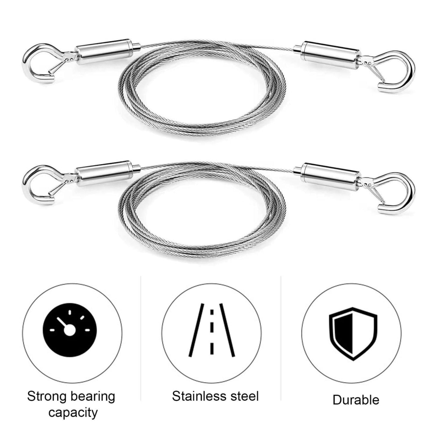 Hooks Clearance! JWDX Durable Stainless Steel Wire Rope 3M (2 Pack), Lanyard 2 Pack Adjustable Photo Frame Lanyard Stainless Steel Wire Rope for Easy Secure Hanging of Frames Lamps F