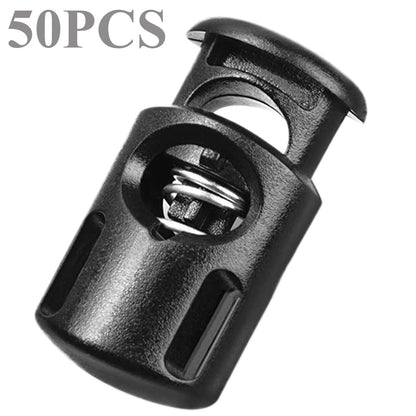 Clearance Back to School Supplies,Classroom Supplies! JWDX 50Pcs Spring Buckle No.8002, Stopper Shape Sliding Lanyard Luggage Cord Clip Rope Round Locks End 50Pcs Artscrafts and Sewing Black
