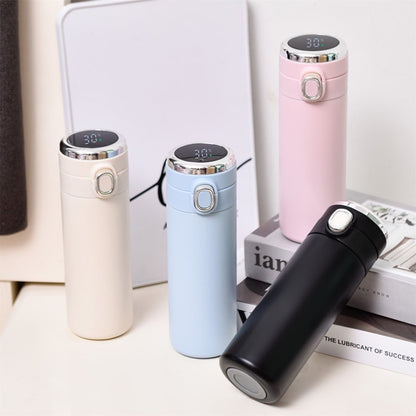 JWDX Glass and Bottle Clearance! Stainless Steel Flask Vacuum Insulated Cup Drinking Bottle 350/420 Ml Led Screen Temperature Display Flask Water Bottle Perfect for Home Travel, Include Cup*1 Blue