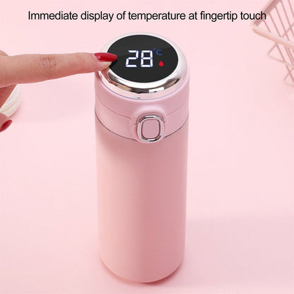 JWDX Glass and Bottle Clearance! Stainless Steel Flask Vacuum Insulated Cup Drinking Bottle 350/420 Ml Led Screen Temperature Display Flask Water Bottle Perfect for Home Travel, Include Cup*1 Blue