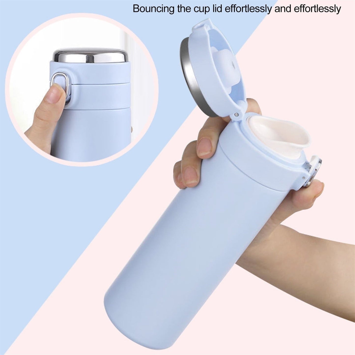 JWDX Glass and Bottle Clearance! Stainless Steel Flask Vacuum Insulated Cup Drinking Bottle 350/420 Ml Led Screen Temperature Display Flask Water Bottle Perfect for Home Travel, Include Cup*1 Blue