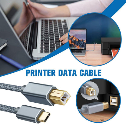 Wmool USB Type-C to USB B 2.0 Printer Cable Scanner Laptop; Gray.
