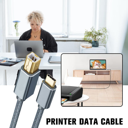 Wmool USB Type-C to USB B 2.0 Printer Cable Scanner Laptop; Gray.