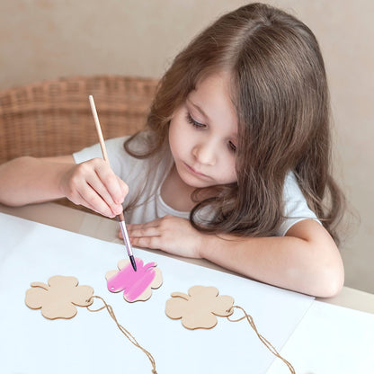 Ortofally 20pcs Four Leaf Ornaments Hanging Decor Unfinished Wooden Ornaments Wooden Shamrock Cutouts Wooden Slices Party Favors for DIY Crafts Beige