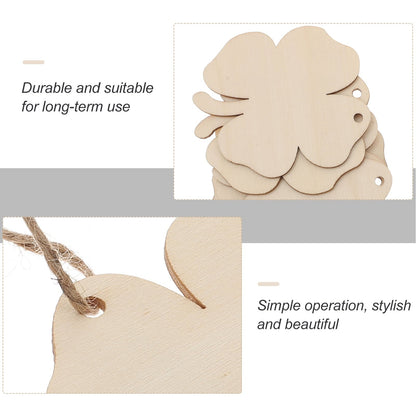 Ortofally 20pcs Four Leaf Ornaments Hanging Decor Unfinished Wooden Ornaments Wooden Shamrock Cutouts Wooden Slices Party Favors for DIY Crafts Beige