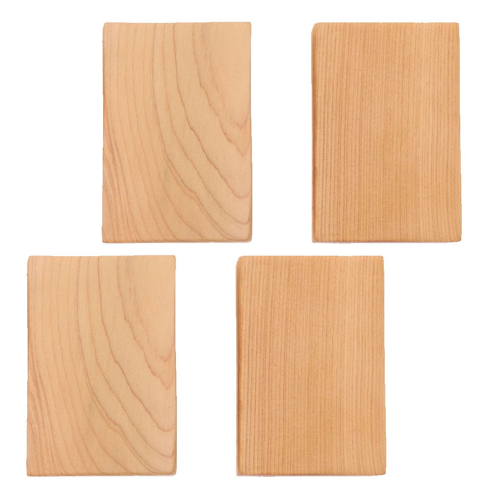 Ortofally 4pcs Rectangule Wooden Board Thicken Blank Unfinished Wood Cutout Smooth Cutting Plaque For DIY Crafts Project 6x4x1.2cm Light Brown