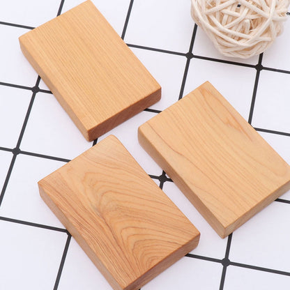 Ortofally 4pcs Rectangule Wooden Board Thicken Blank Unfinished Wood Cutout Smooth Cutting Plaque For DIY Crafts Project 6x4x1.2cm Light Brown