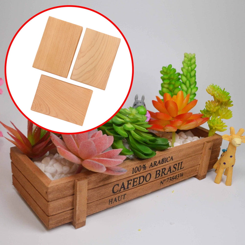 Ortofally 4pcs Rectangule Wooden Board Thicken Blank Unfinished Wood Cutout Smooth Cutting Plaque For DIY Crafts Project 6x4x1.2cm Light Brown