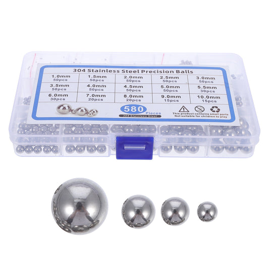 SWETRACE Bearing Steel Ball Assortment 580Pcs Round Easy Installation Mechanical Components 1X1X1CM Silver
