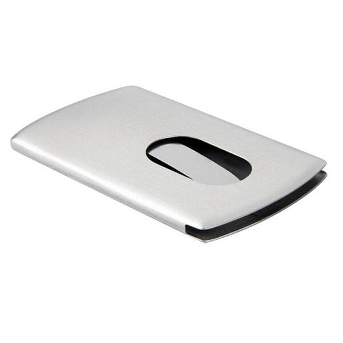 Ortofally 2 Stainless Steel Wallet Credit Holder Portable Slide Out Credit ID Holders for Men ( Silver ) Silver