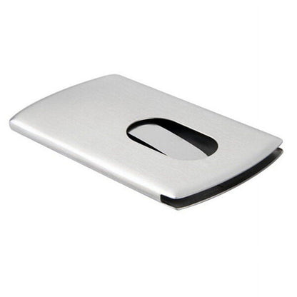Ortofally 2 Stainless Steel Wallet Credit Holder Portable Slide Out Credit ID Holders for Men ( Silver ) Silver