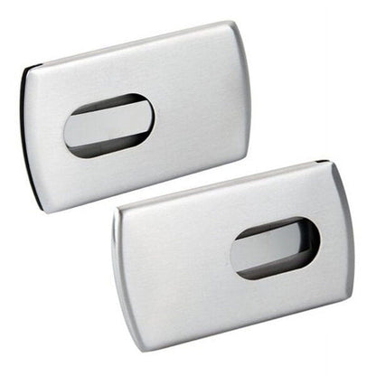 Ortofally 2 Stainless Steel Wallet Credit Holder Portable Slide Out Credit ID Holders for Men ( Silver ) Silver