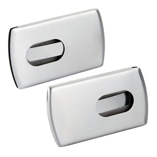 Ortofally 2 Stainless Steel Wallet Credit Holder Portable Slide Out Credit ID Holders for Men ( Silver ) Silver