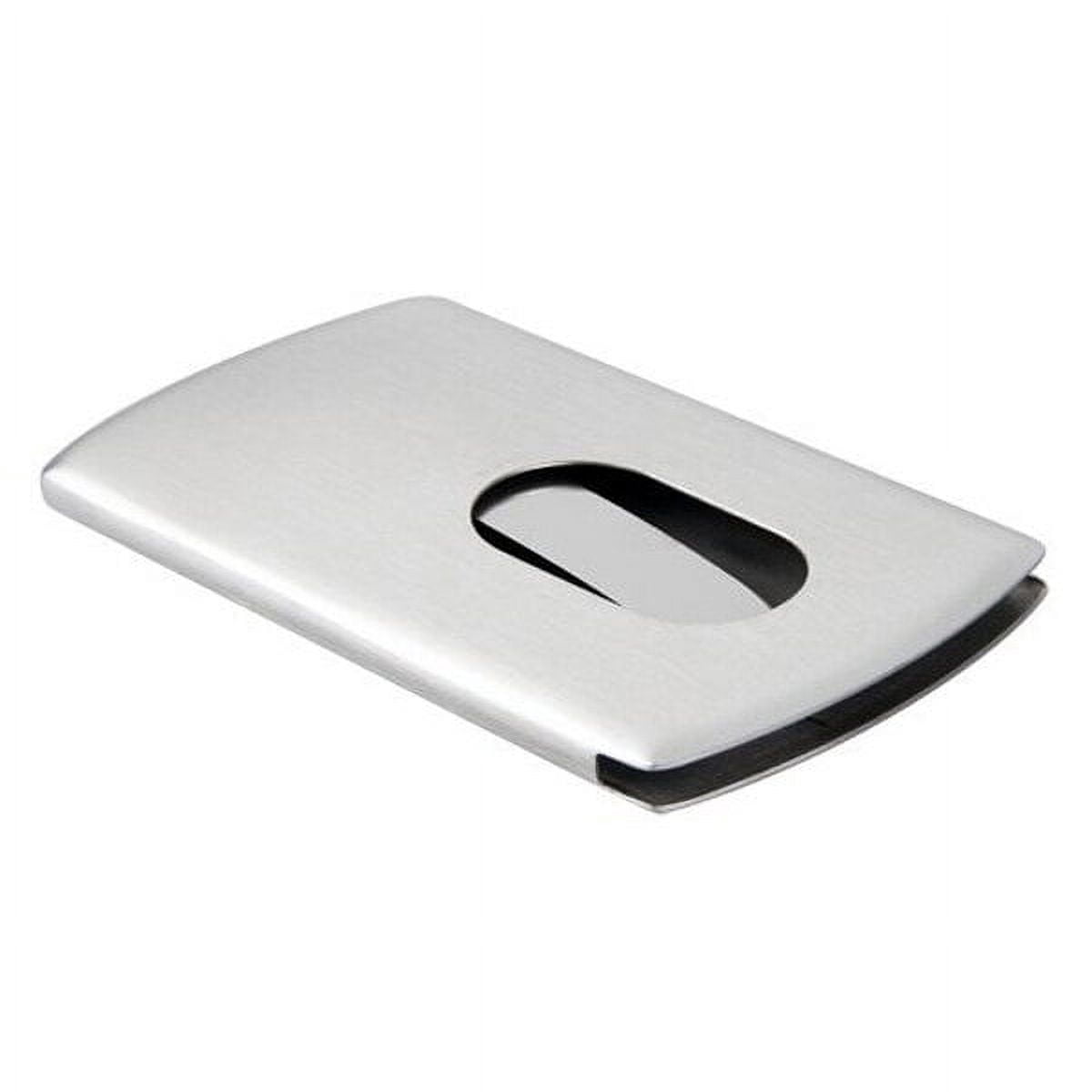 Ortofally 2 Stainless Steel Wallet Credit Holder Portable Slide Out Credit ID Holders for Men ( Silver ) Silver