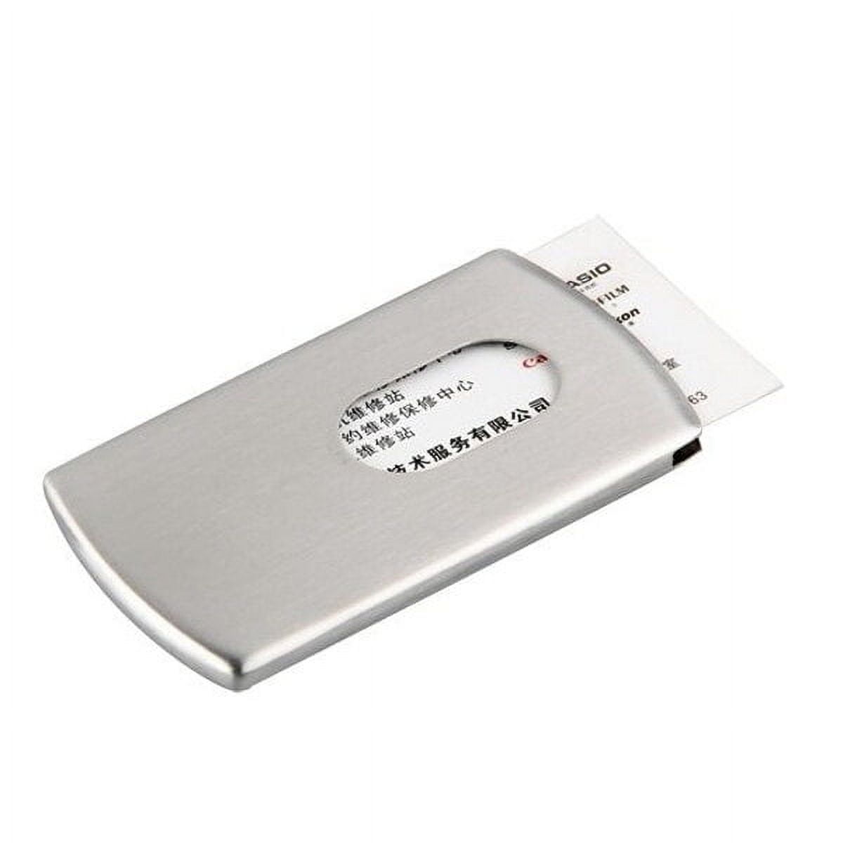 Ortofally 2 Stainless Steel Wallet Credit Holder Portable Slide Out Credit ID Holders for Men ( Silver ) Silver