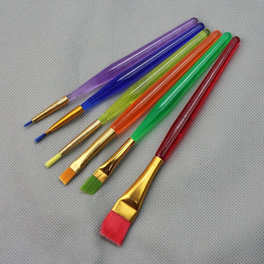 Ortofally 6pcs Brush Set Nylon Brush Sugar Fondant Cake Painting Brush Decorating Tool for DIY Cookie Sugar Craft Tool Assorted Color