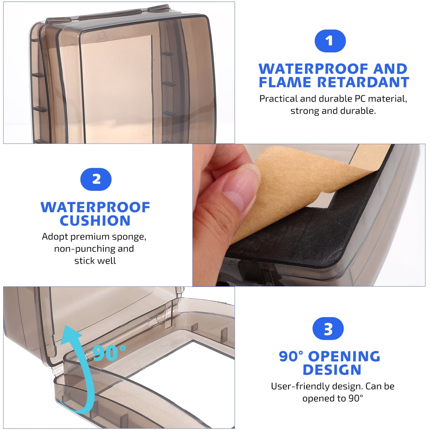 Ortofally 2 Sets Protection Box Wall Plate Cover Waterproof for Kitchen Bathroom Outdoor Wall Socket Pulg Covers Lids 12.7X10.7X5.2CM Black