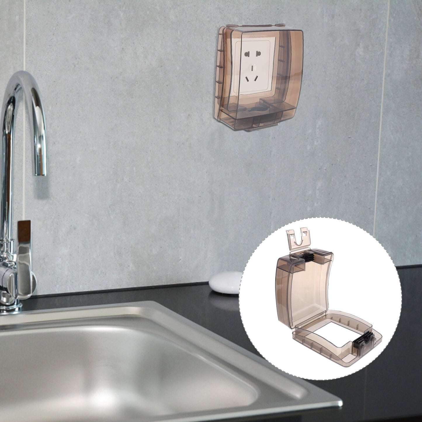 Ortofally 2 Sets Protection Box Wall Plate Cover Waterproof for Kitchen Bathroom Outdoor Wall Socket Pulg Covers Lids 12.7X10.7X5.2CM Black
