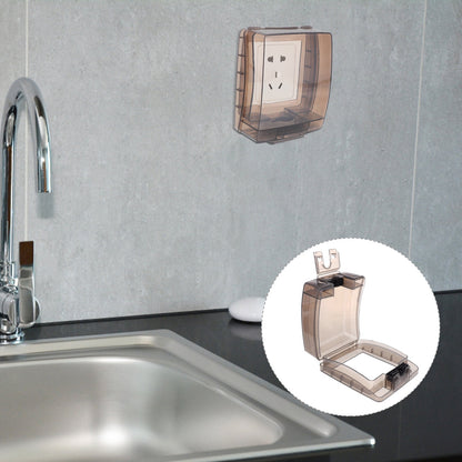 Ortofally 2 Sets Protection Box Wall Plate Cover Waterproof for Kitchen Bathroom Outdoor Wall Socket Pulg Covers Lids 12.7X10.7X5.2CM Black